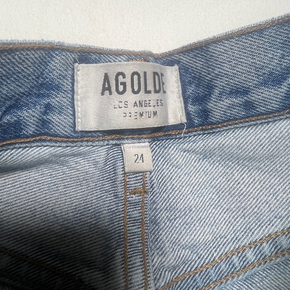 Agolde Blue Straight Leg Jeans Classic Denim - Picture 8 of 10